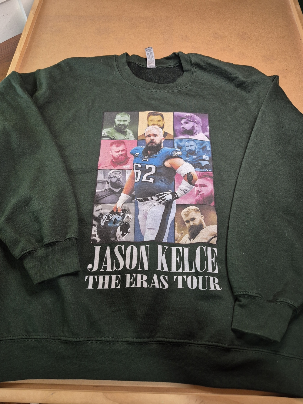 Gildan Dark Green Jason Kelce The Eras Tour Graphic Crewneck Sweatshirt 3471/633